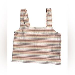 American Eagle striped soft‎ pastels neutrals crop tank NWOT small summer beach
